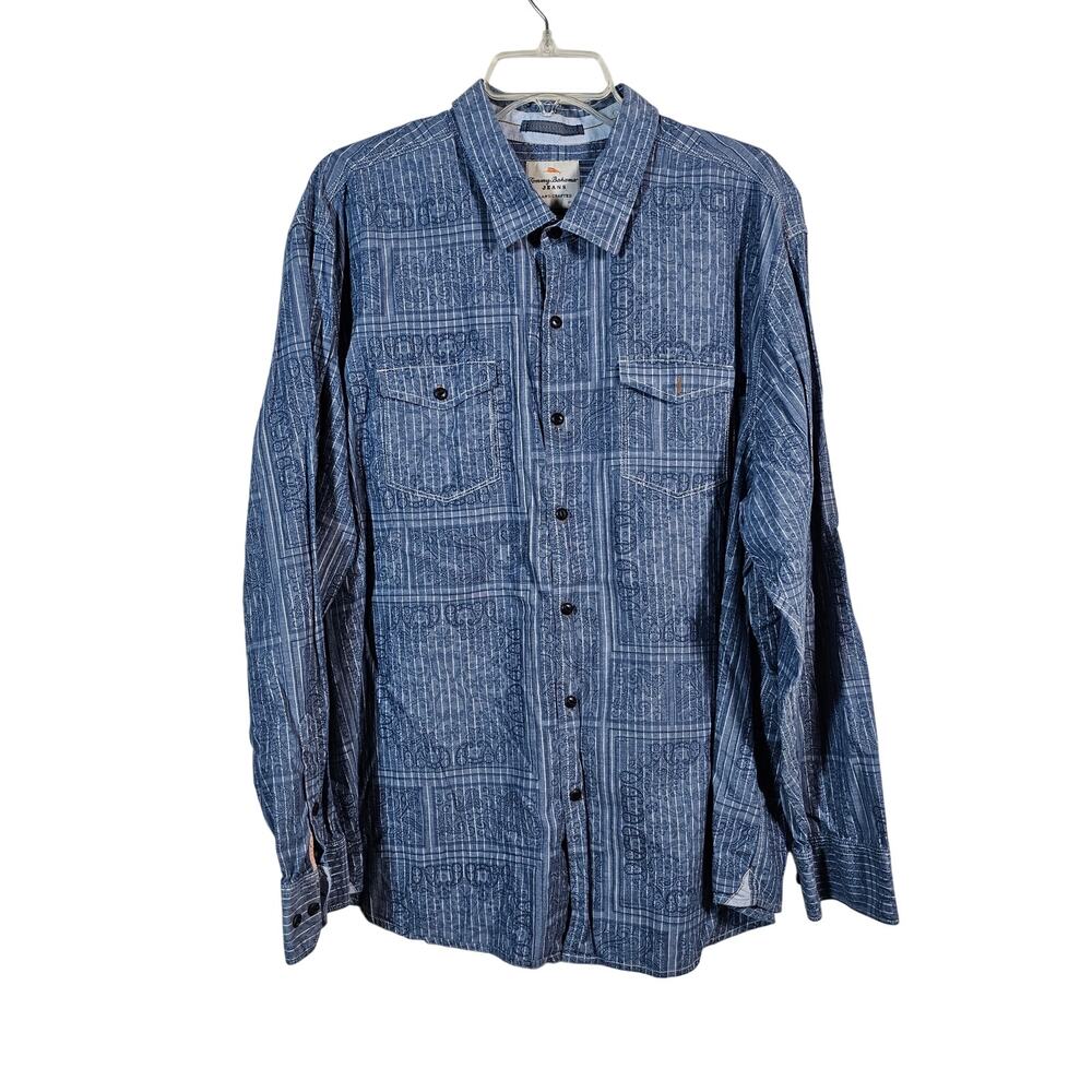 Tommy Bahama Jeans Island Modern Fit Longsleeve Shirt Blue Mens XXL